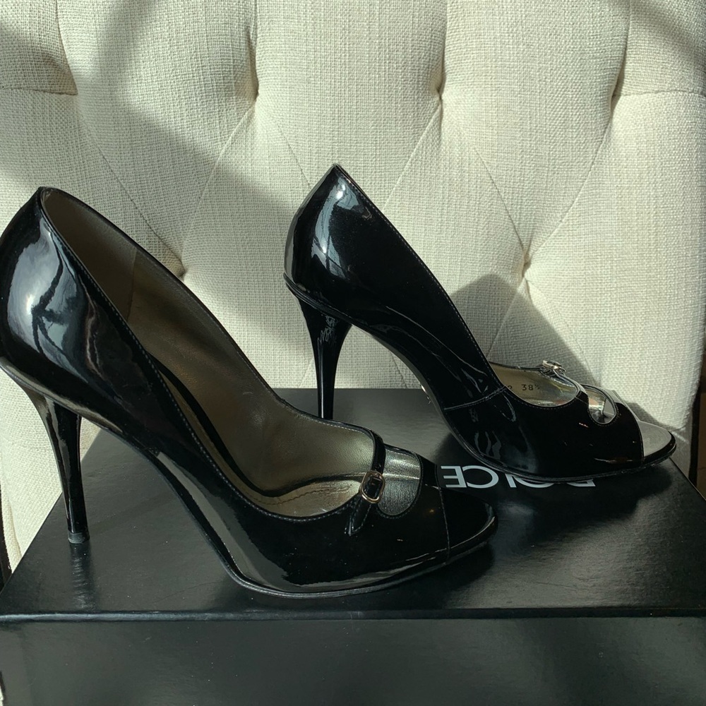 Dolce & Gabbana Vernice Spuntata Pump Black Patent Leather Size 38.5 - Picture 12 of 15